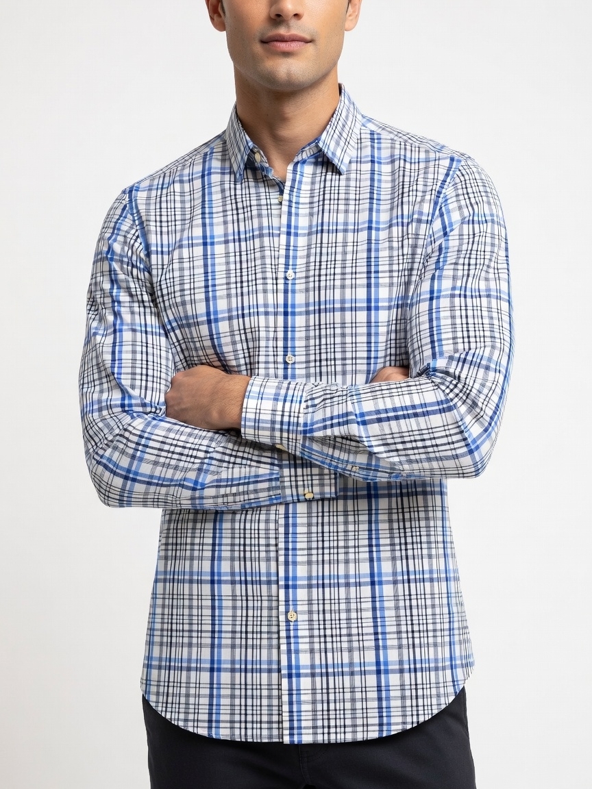 Banana Republic Blue & White Plaid Button-Down Shirt (Size:Xl)